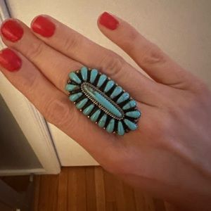 Navajo Turquoise Cluster ring stamped DB